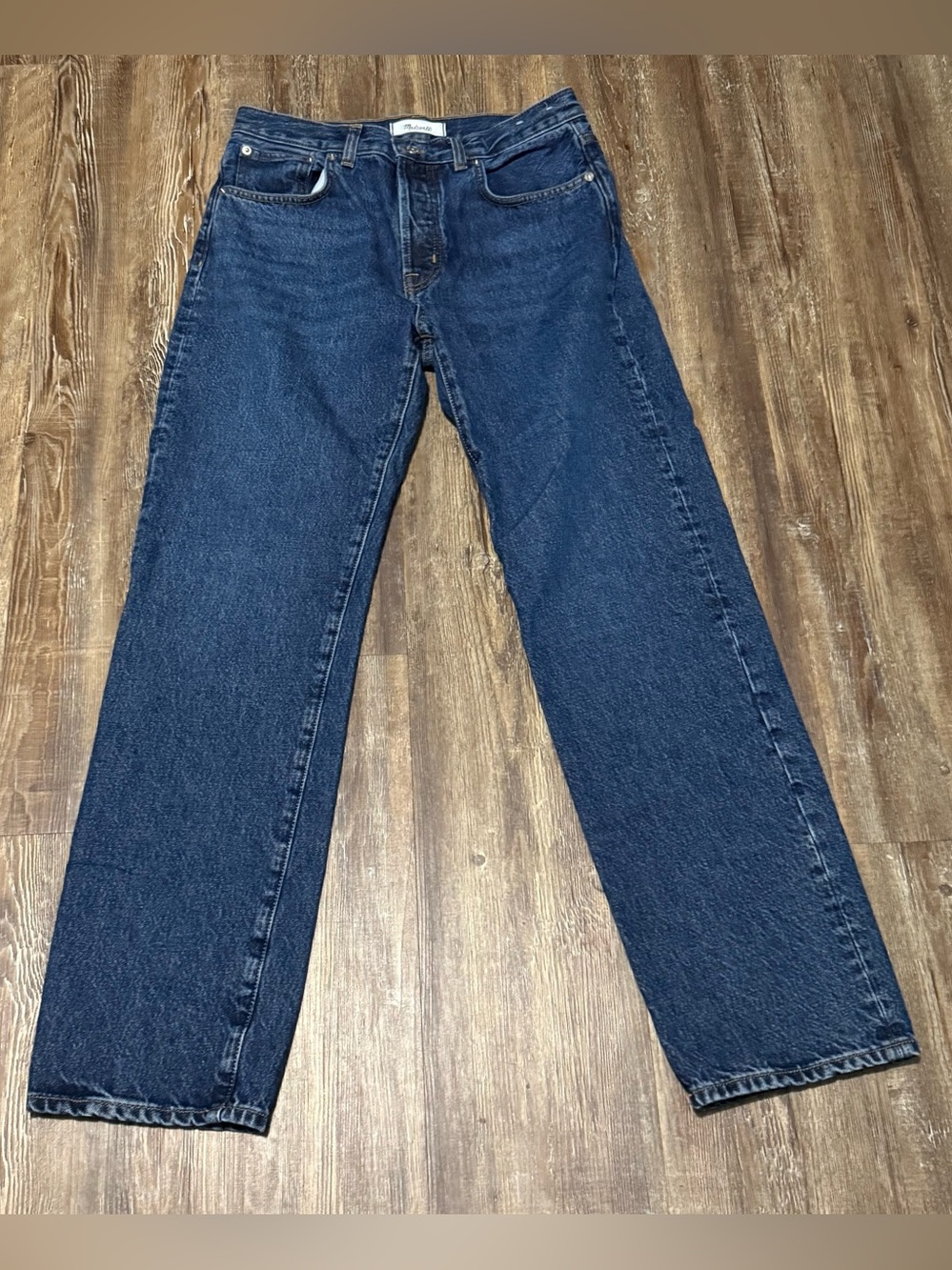 Madewell The Longline Straight Jean Women's 27 Button Fly Straight Leg Dark Wash
